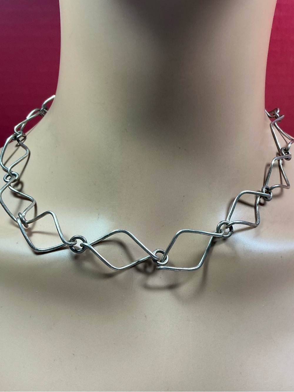 Sterling Silver Geometric Link Necklace - Women Jewelry